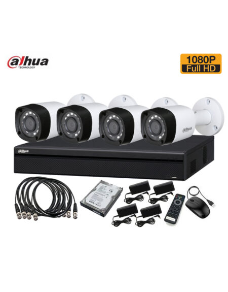 4 CCTV Cameras Package – Dahua 1080P – 2MP