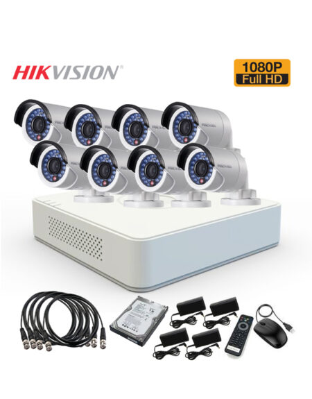 8 CCTV Cameras Package – Hikvision 1080P – 2MP